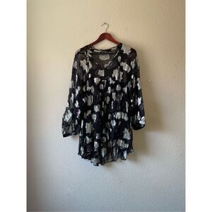 Zara sheer metallic‎ rose tunic loose fit size medium